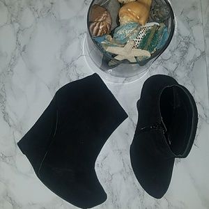 Sleek Suede wedge booties